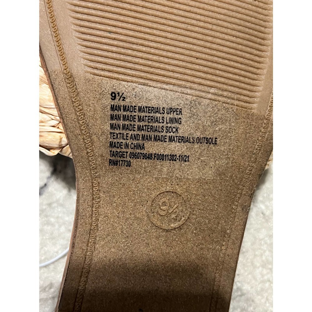 NWT Women's a new day Beige Raffia Slide Sandals - Size 9.5 - Picture 4 of 4